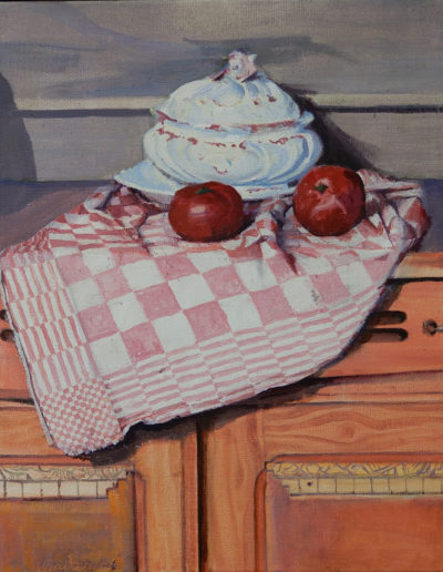 Walter van Dieren | Stilleven met theedoek, appels en servieskom